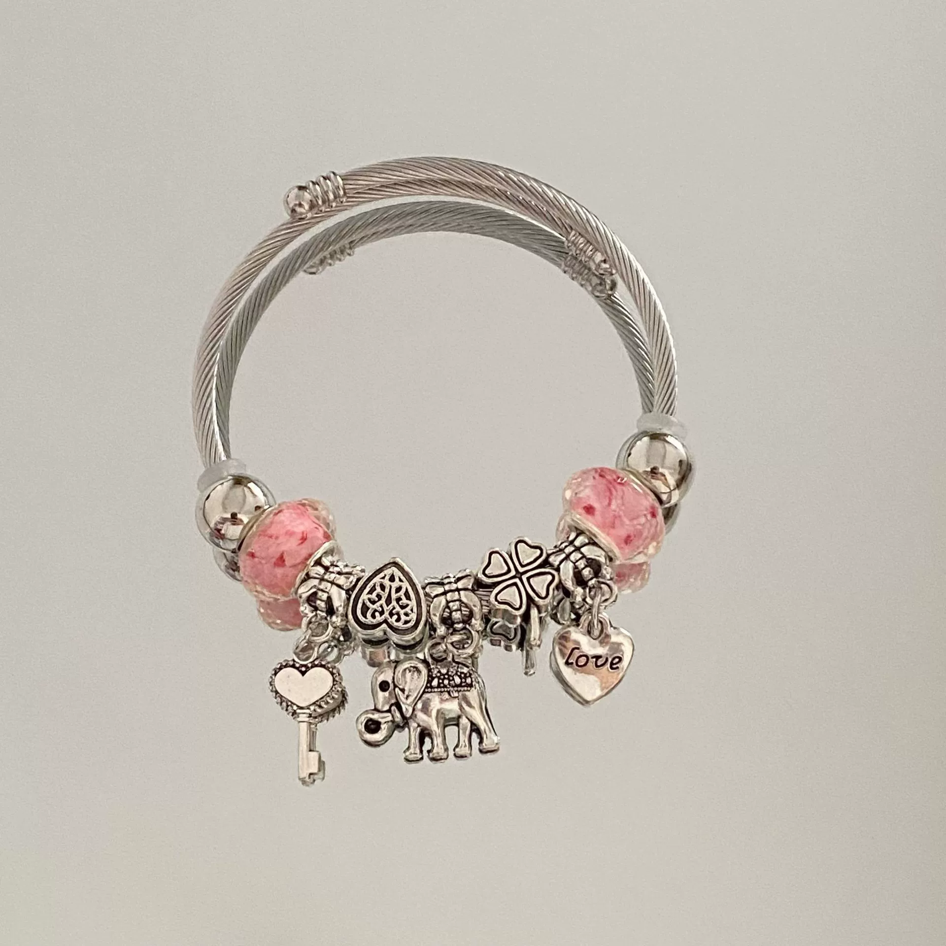Wholesale Stainless Steel Electroplated Elephant Pendant Panstyle Beaded Bracelet - Image 13