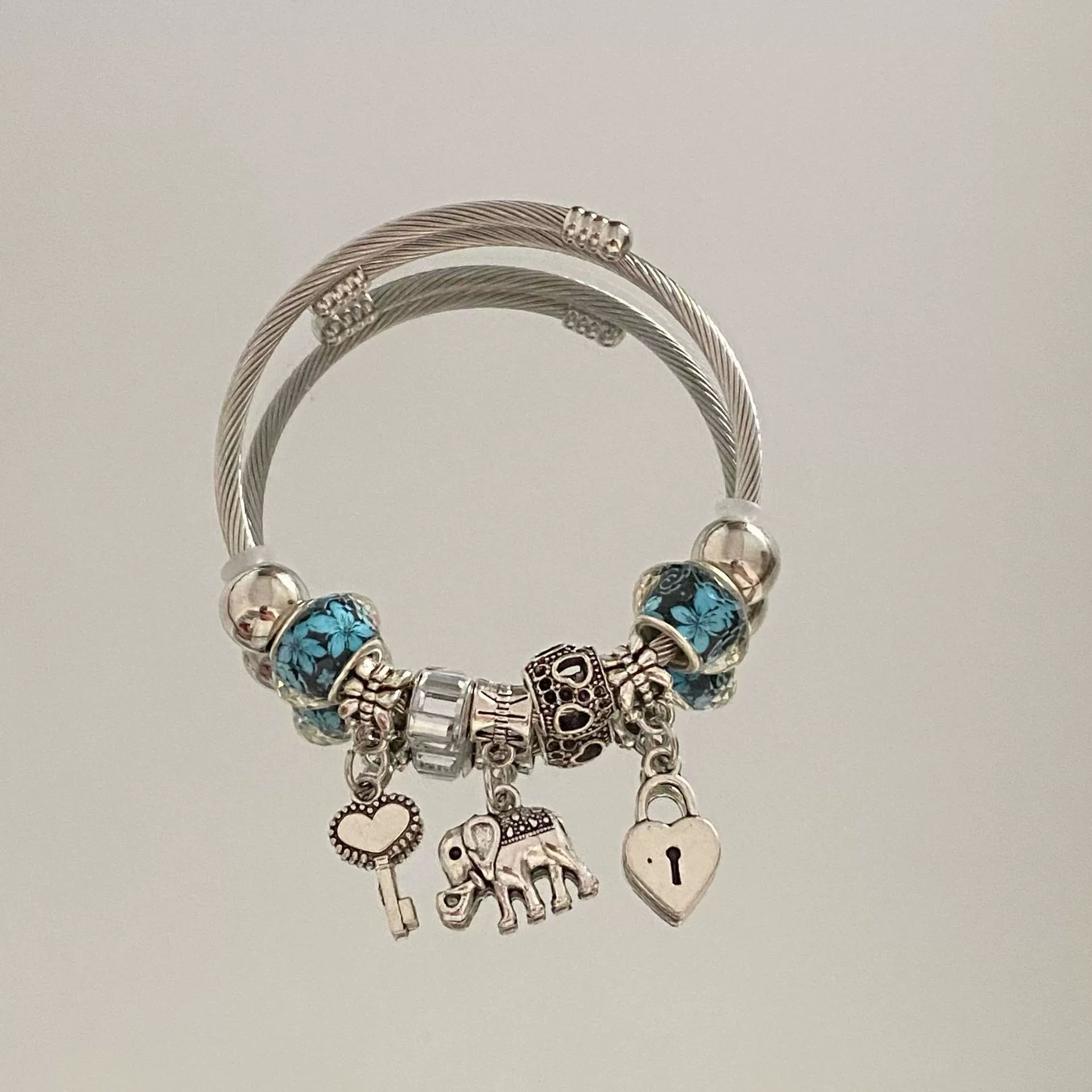 Wholesale Stainless Steel Electroplated Elephant Pendant Panstyle Beaded Bracelet - Image 15