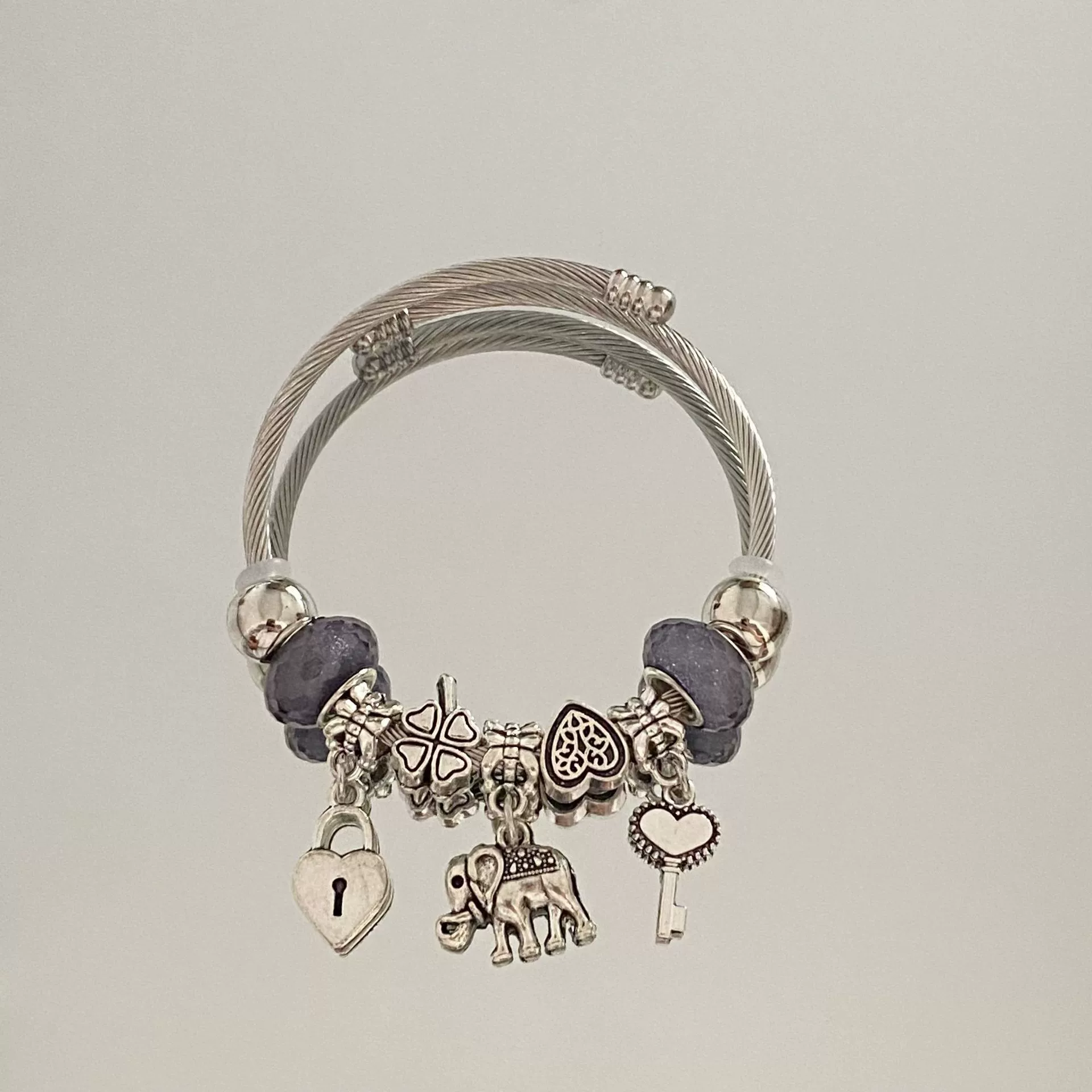 Wholesale Stainless Steel Electroplated Elephant Pendant Panstyle Beaded Bracelet - Image 16