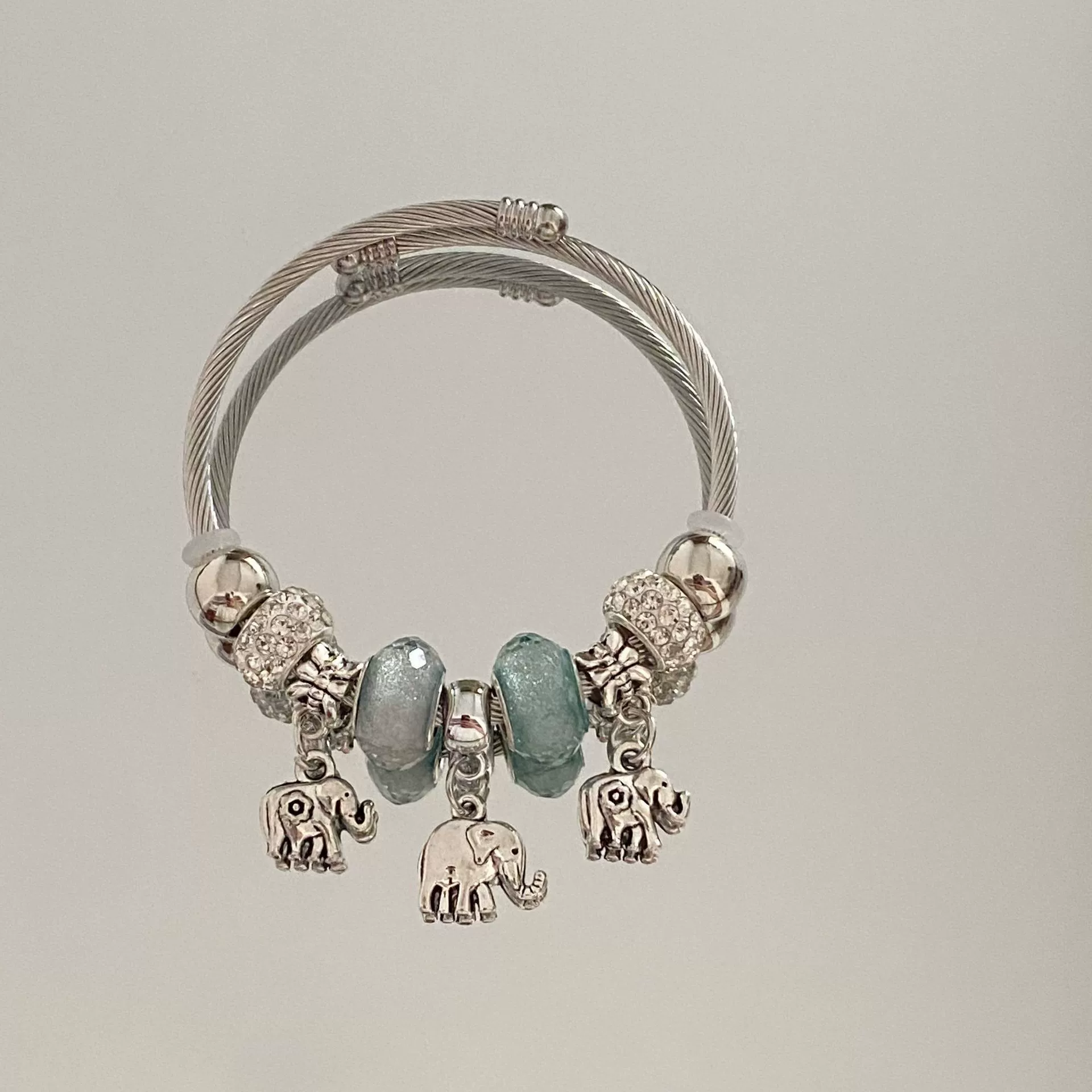 Wholesale Stainless Steel Electroplated Elephant Pendant Panstyle Beaded Bracelet - Image 17