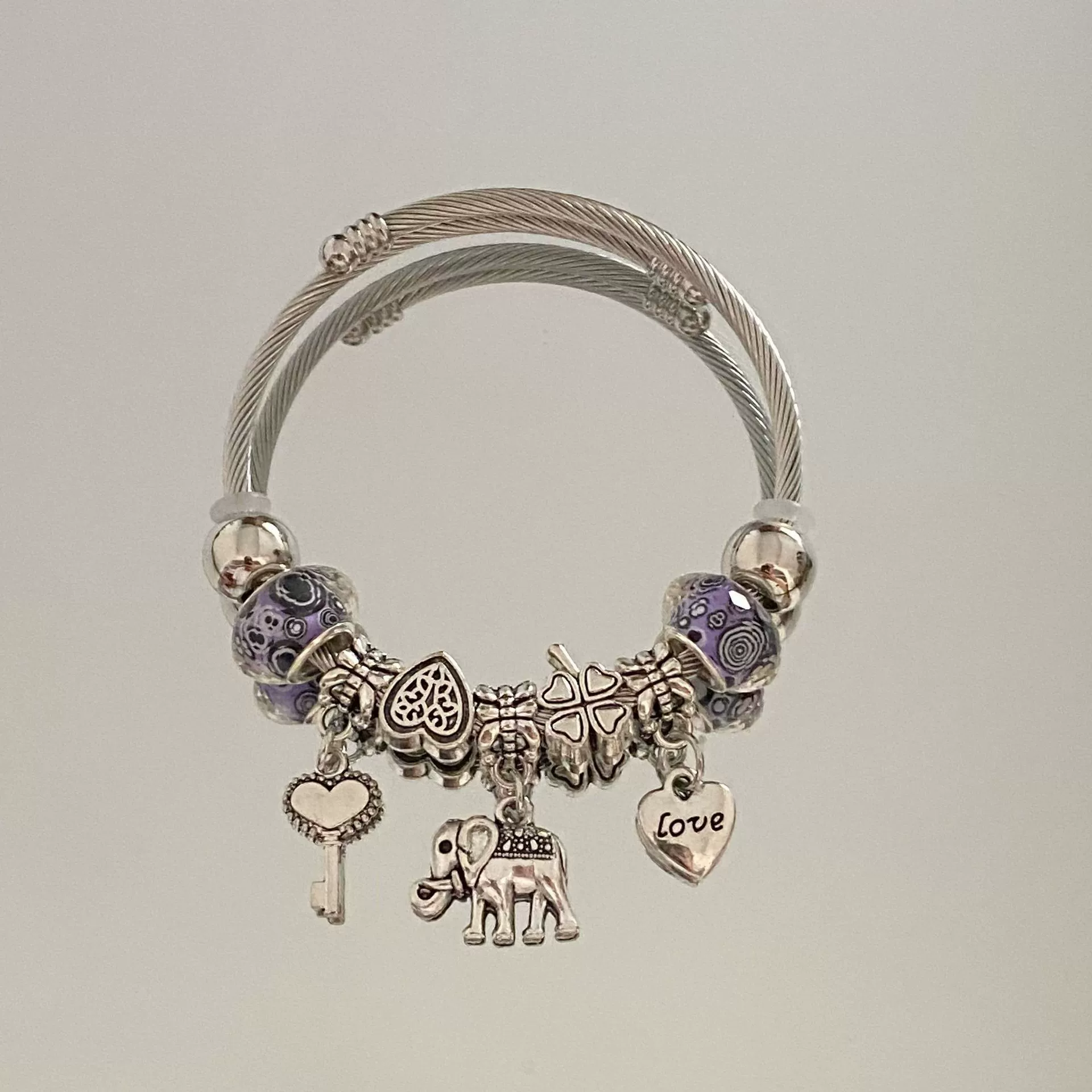 Wholesale Stainless Steel Electroplated Elephant Pendant Panstyle Beaded Bracelet - Image 19