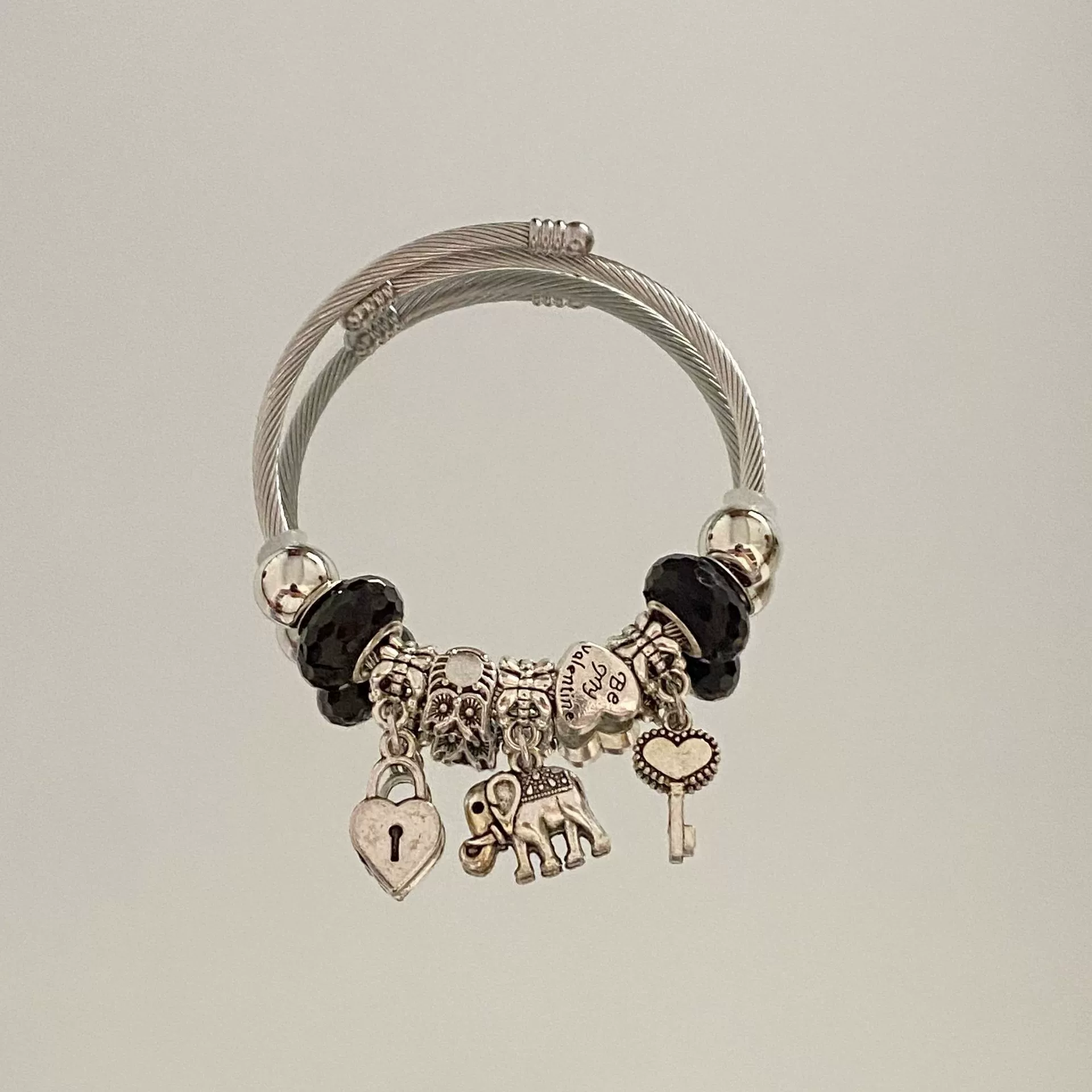 Wholesale Stainless Steel Electroplated Elephant Pendant Panstyle Beaded Bracelet - Image 7
