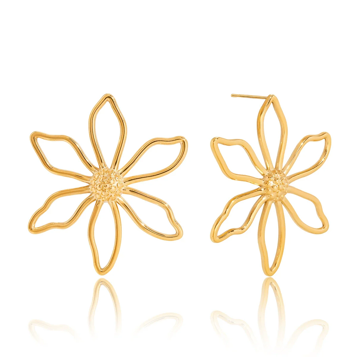 Wholesale Stainless Steel Electroplated Flower Earrings For Women - Image 5