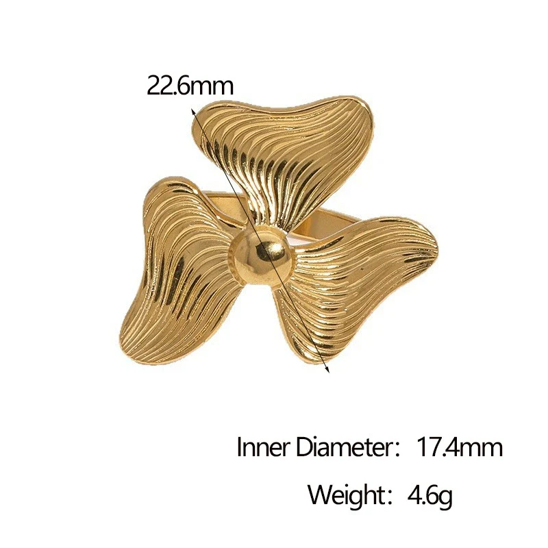 Wholesale Stainless Steel Electroplated Flower Pattern Open Ring Hand Jewelry For Women - Image 4