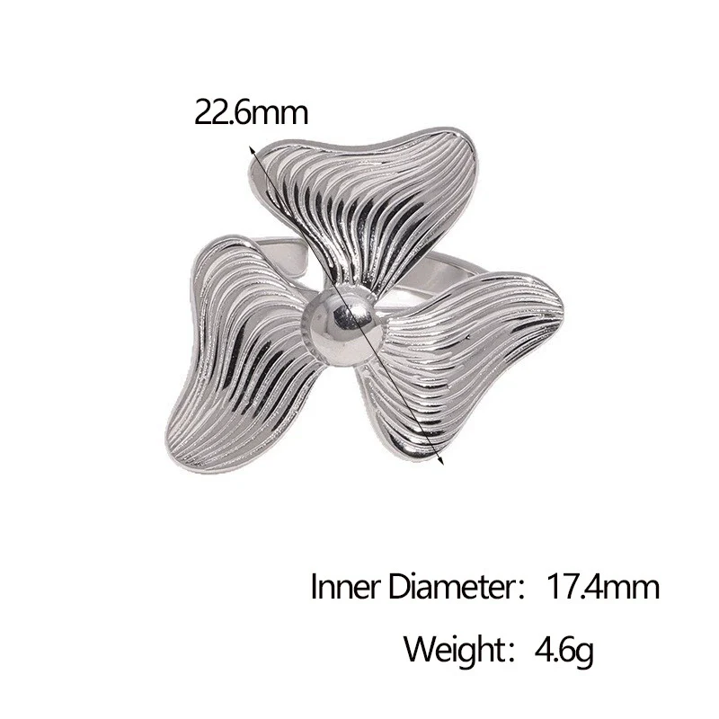 Wholesale Stainless Steel Electroplated Flower Pattern Open Ring Hand Jewelry For Women - Image 5