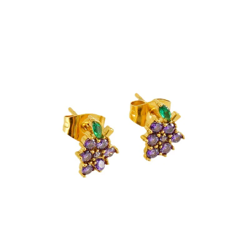 Wholesale 316L Stainless Steel Electroplated Fruitshaped Inlaid Zircon Women's Earrings - Image 5