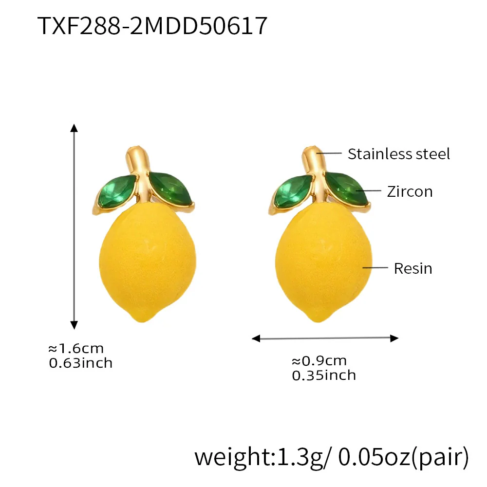 Wholesale Stainless Steel Electroplated Geometric Ferris Wheel Lemon Pendant Earrings For Women - Image 10