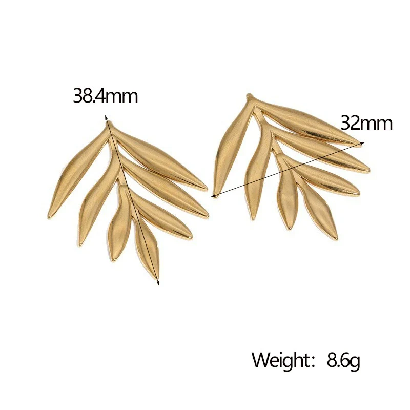 Wholesale Stainless Steel Electroplated Geometric Leaf Design Women's Minimalist Earrings - Image 5
