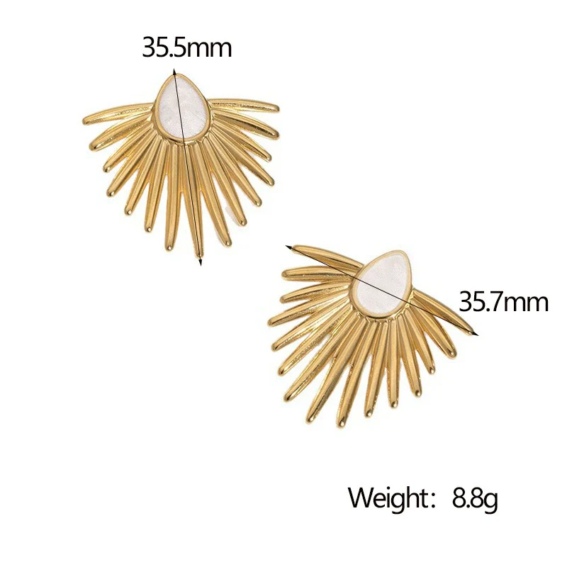 Wholesale Stainless Steel Electroplated Geometric Oil Drop Fanshaped Women's Earrings In Minimalist Style - Image 4
