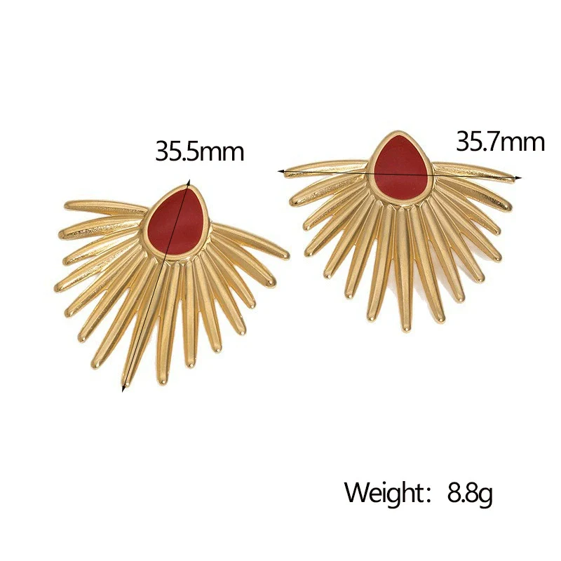 Wholesale Stainless Steel Electroplated Geometric Oil Drop Fanshaped Women's Earrings In Minimalist Style - Image 5