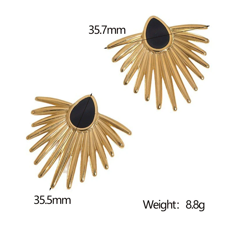 Wholesale Stainless Steel Electroplated Geometric Oil Drop Fanshaped Women's Earrings In Minimalist Style - Image 6