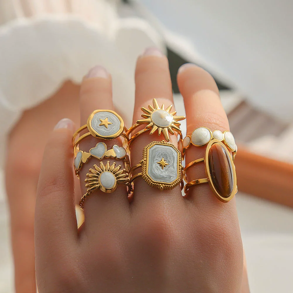 Wholesale Stainless Steel Electroplated Geometric Women's Rings