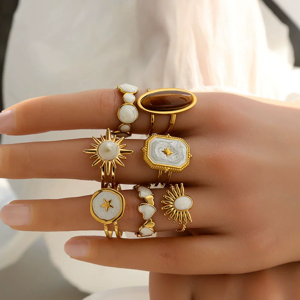 Wholesale Stainless Steel Electroplated Geometric Women's Rings - Image 3