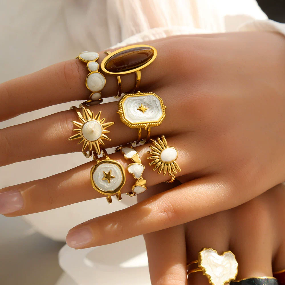 Wholesale Stainless Steel Electroplated Geometric Women's Rings - Image 4