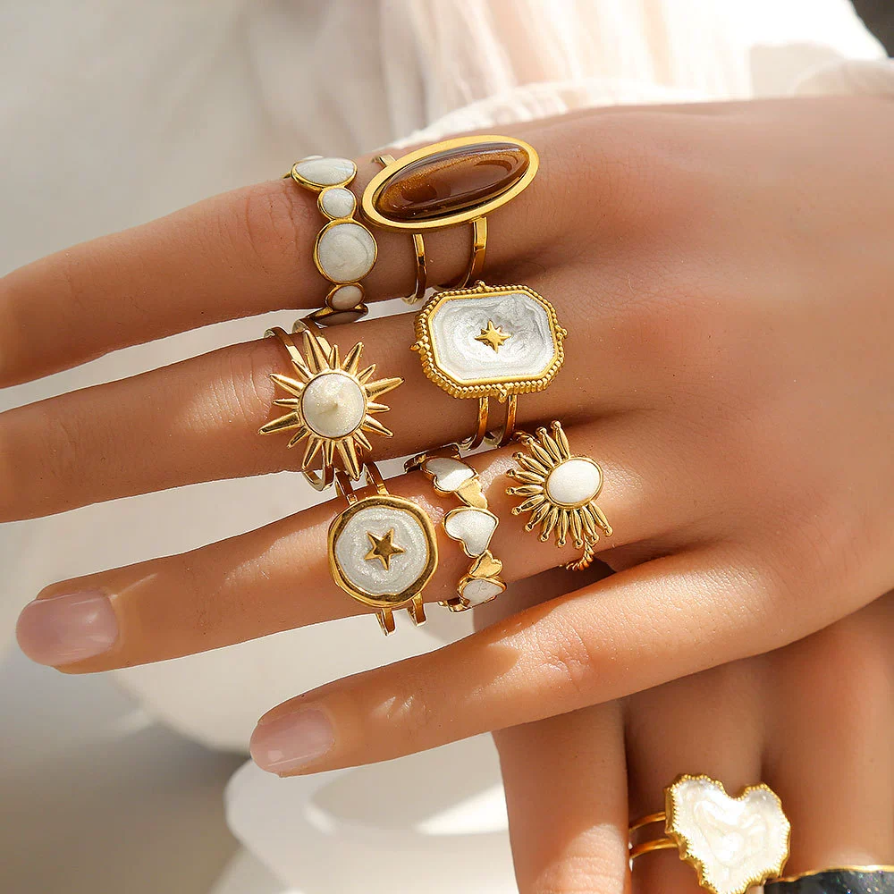 Wholesale Stainless Steel Electroplated Geometric Women's Rings - Image 5