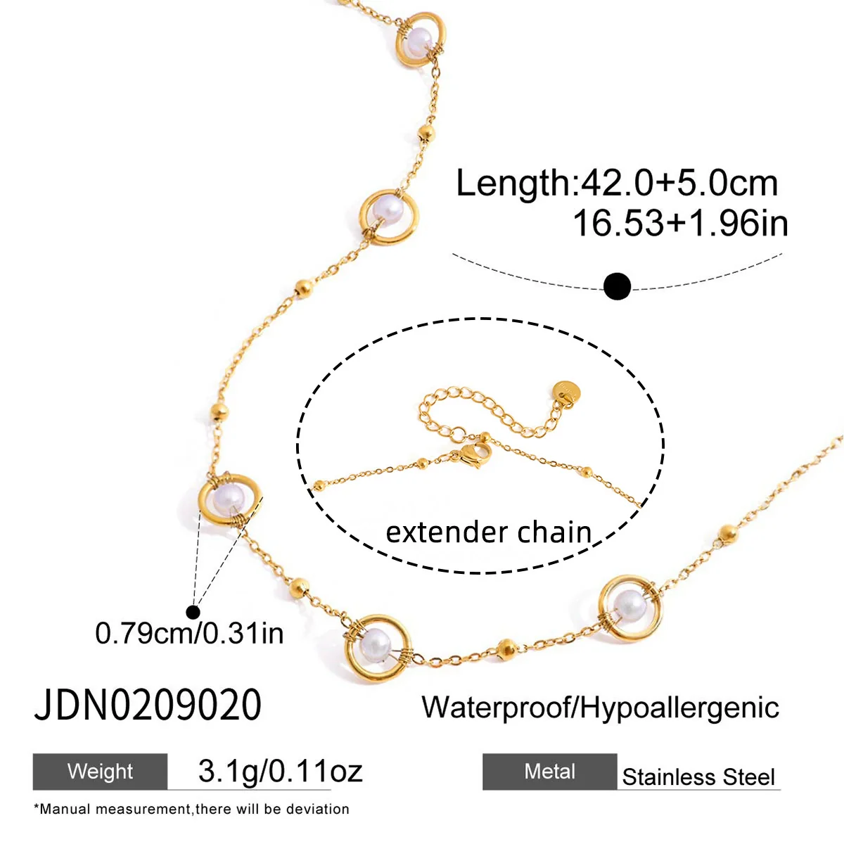 Wholesale Stainless Steel Electroplated Gold Round Beads Geometric Ins Style Necklace For Women - Image 6