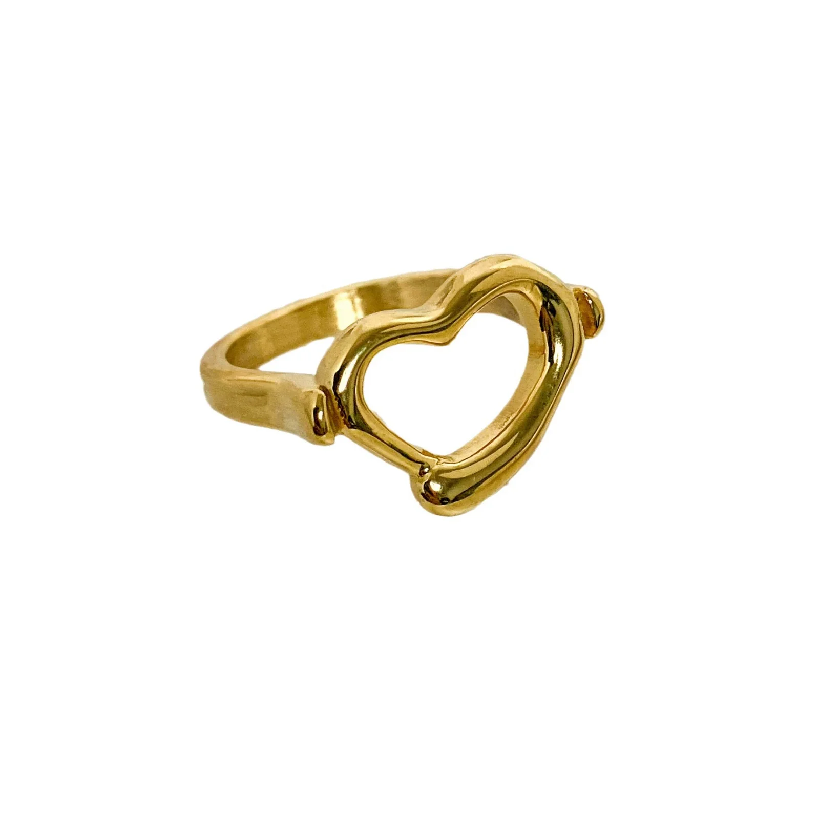 Wholesale Stainless Steel Electroplated Heart Hollow Ring For Women - Image 5