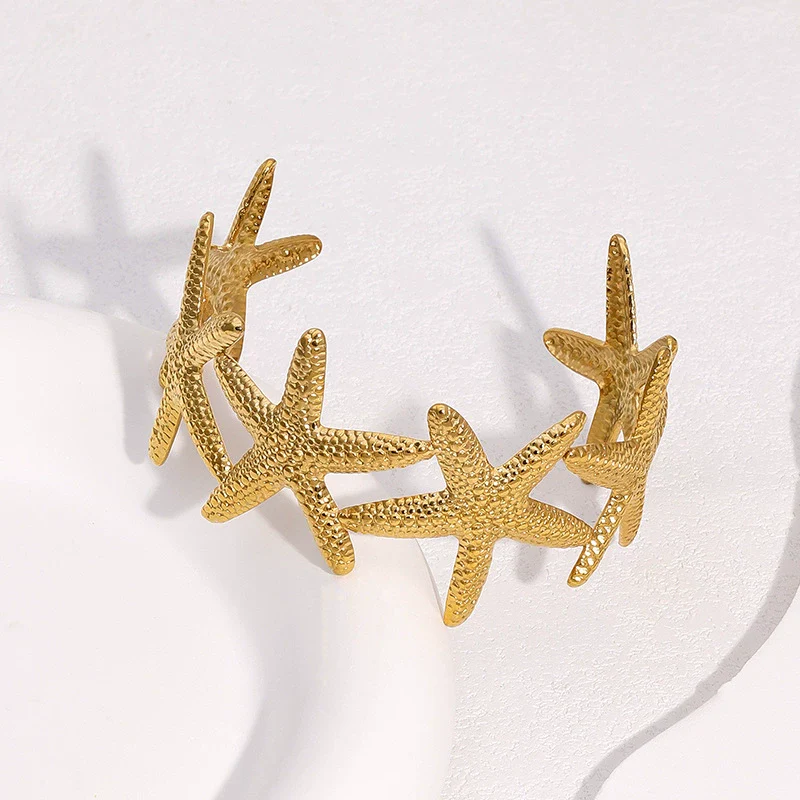 Wholesale Stainless Steel Electroplated Starfish Open Bracelet Simple Casual Style Accessories - Image 2