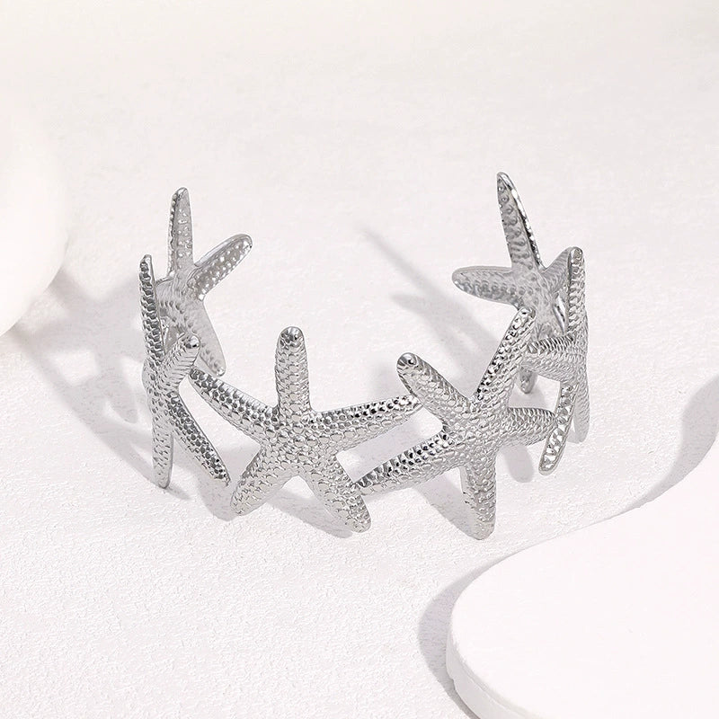 Wholesale Stainless Steel Electroplated Starfish Open Bracelet Simple Casual Style Accessories - Image 3