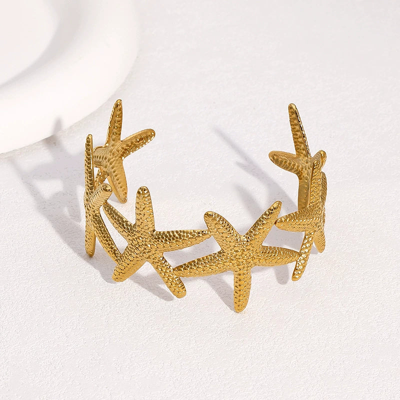 Wholesale Stainless Steel Electroplated Starfish Open Bracelet Simple Casual Style Accessories - Image 4