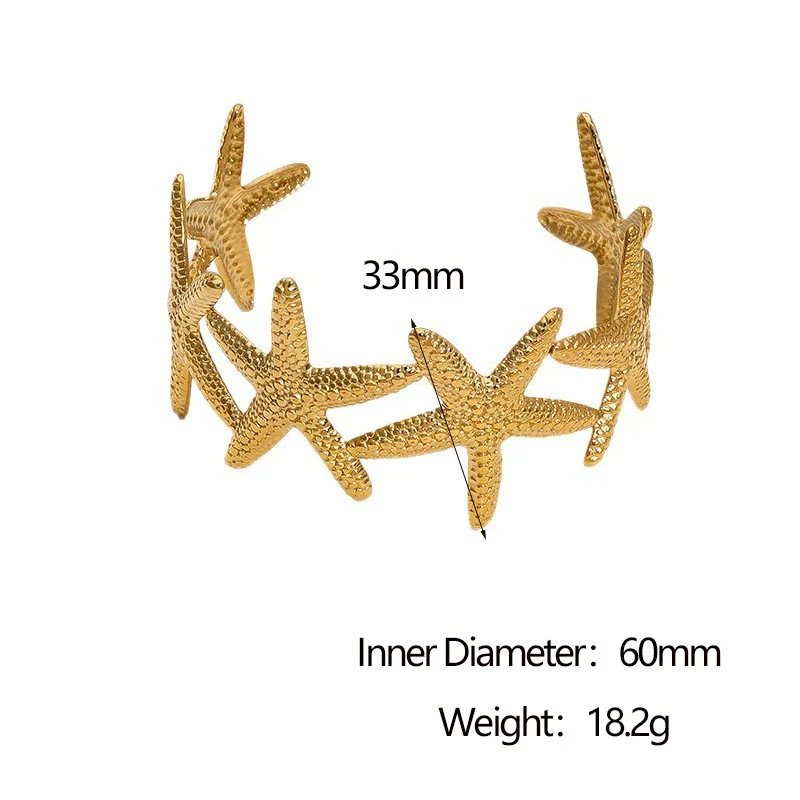 Wholesale Stainless Steel Electroplated Starfish Open Bracelet Simple Casual Style Accessories - Image 5