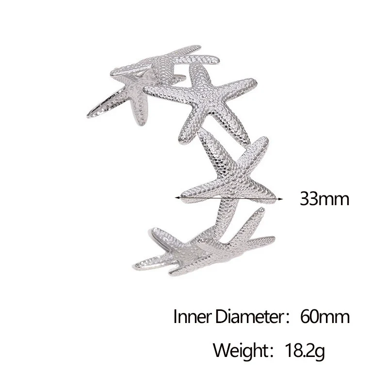 Wholesale Stainless Steel Electroplated Starfish Open Bracelet Simple Casual Style Accessories - Image 6