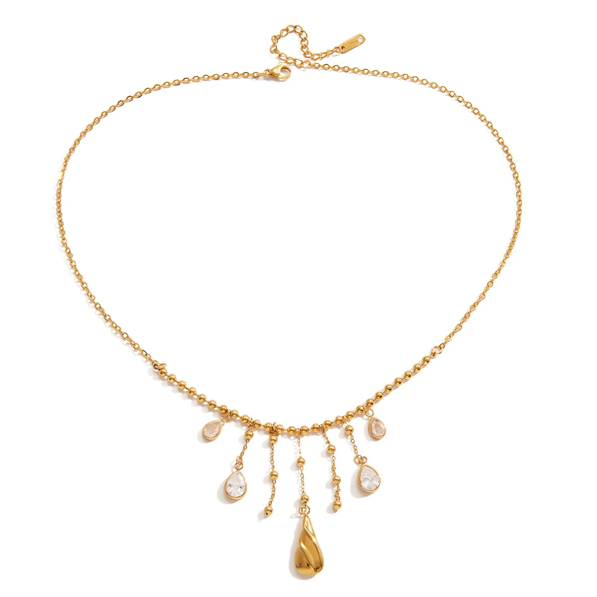 Wholesale Stainless Steel Electroplated Water Drop Tassel Necklace For Women In Ins Style - Image 5