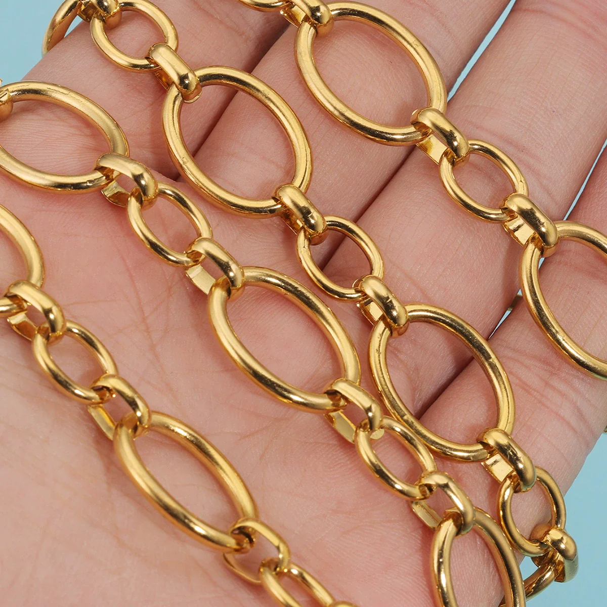 Wholesale Stainless Steel Ellipse Hip Hop Chain Necklace With Electroplating - Image 3