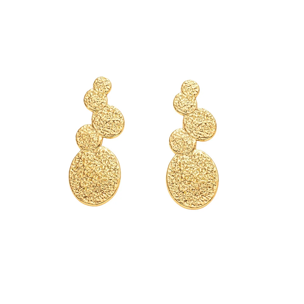 Wholesale Stainless Steel Fashion Geometric Electroplating Round Stitching Earrings For Women - Image 6