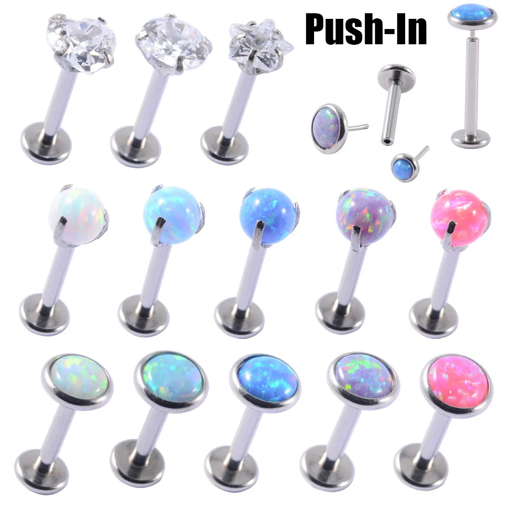 Wholesale Stainless Steel Fashion Heart Shaped Electroplated Opal And Zircon Tshaped Pin Earrings For Unisex