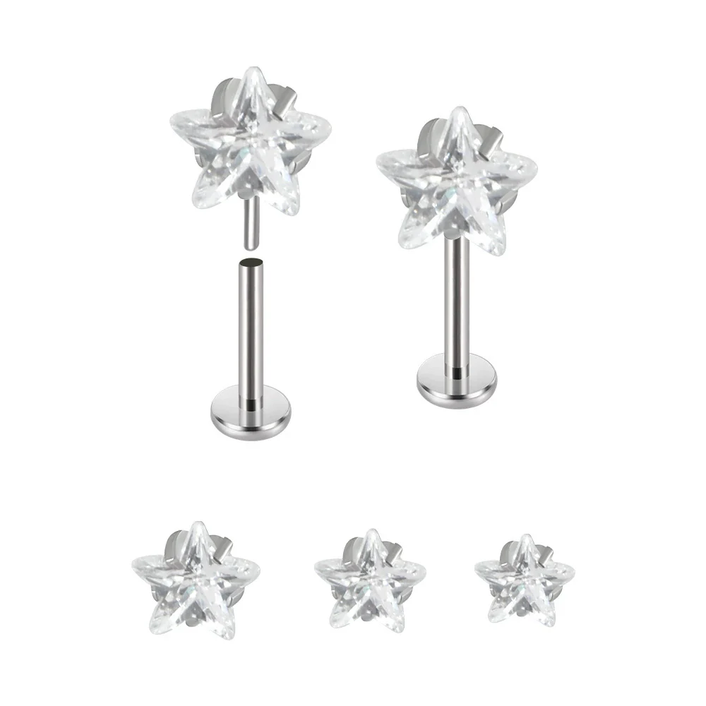 Wholesale Stainless Steel Fashion Heart Shaped Electroplated Opal And Zircon Tshaped Pin Earrings For Unisex - Image 4