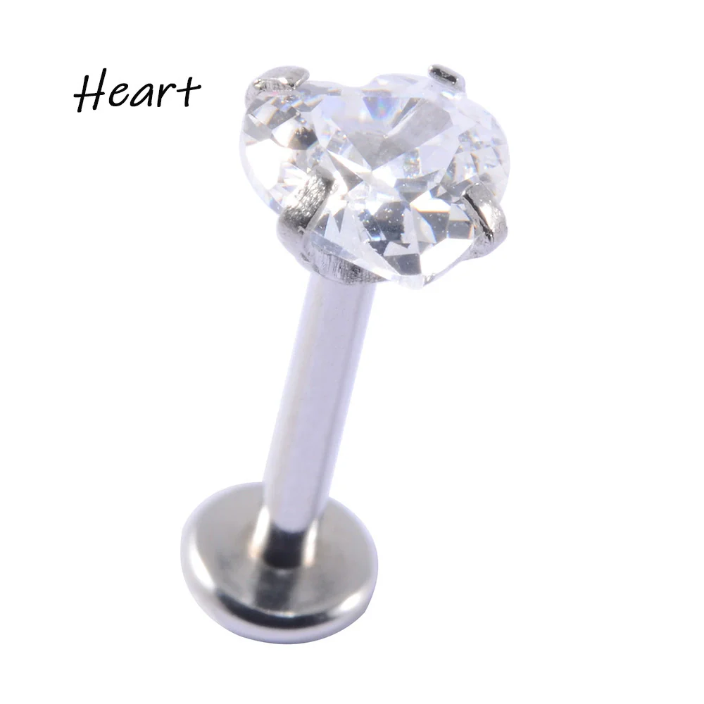 Wholesale Stainless Steel Fashion Heart Shaped Electroplated Opal And Zircon Tshaped Pin Earrings For Unisex - Image 7