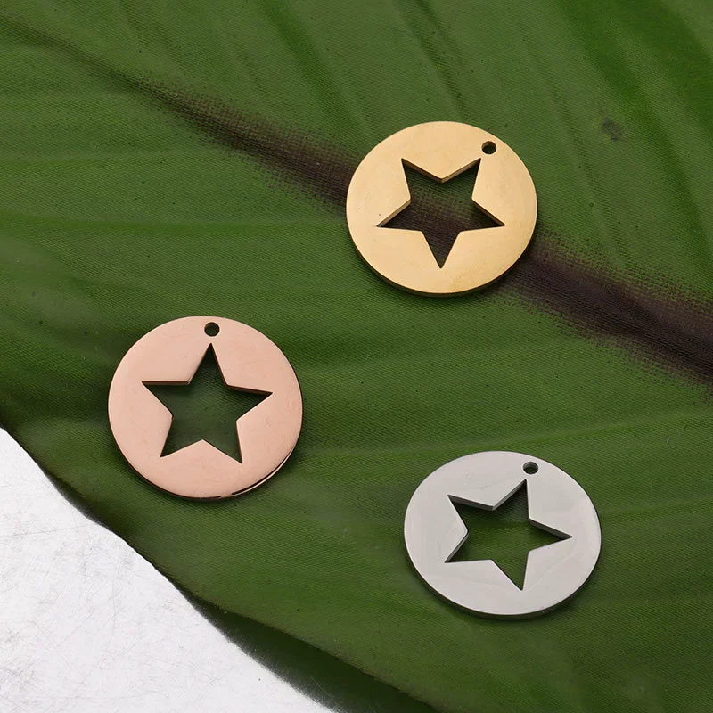 Wholesale Stainless Steel Fivepointed Star Geometric Diy Handmade Fine Polished Jewelry Accessories Necklace Pendant