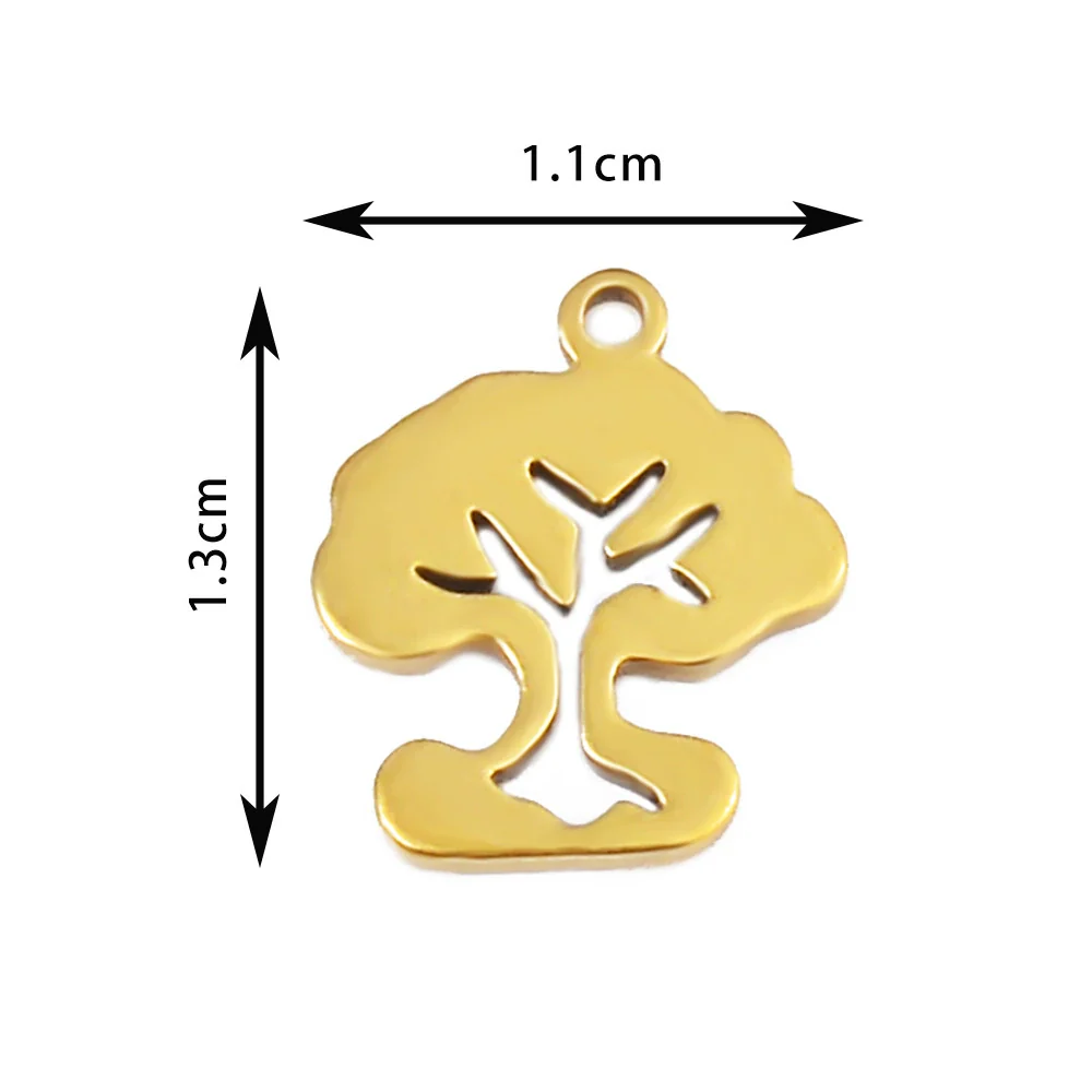 Wholesale Stainless Steel Floral Jewelry Accessories Pendant With Electroplating Hollow Rose Four Leaf Clover Tree Leaves Design - Image 15