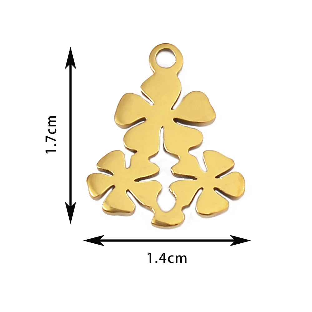 Wholesale Stainless Steel Floral Jewelry Accessories Pendant With Electroplating Hollow Rose Four Leaf Clover Tree Leaves Design - Image 3