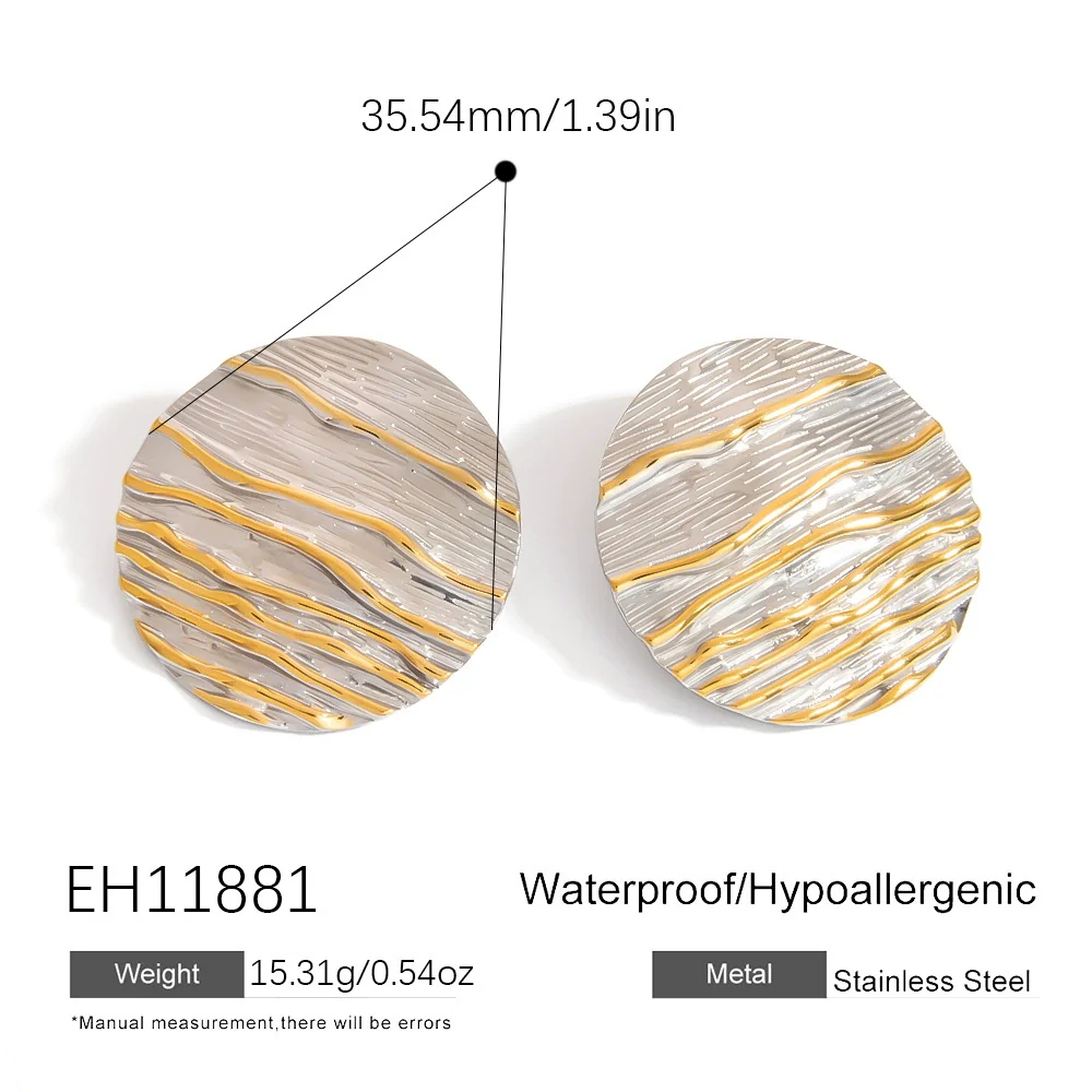 Wholesale Stainless Steel Flower Disc Earrings Electroplated Light Luxury Highend Women's Jewelry Gold And Silver Color Matching Nonfading - Image 8