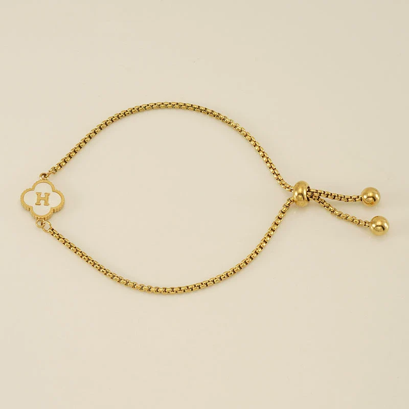 Wholesale 316L Stainless Steel Fourleaf Clover Letter Bracelet Electroplated Unisex - Image 13