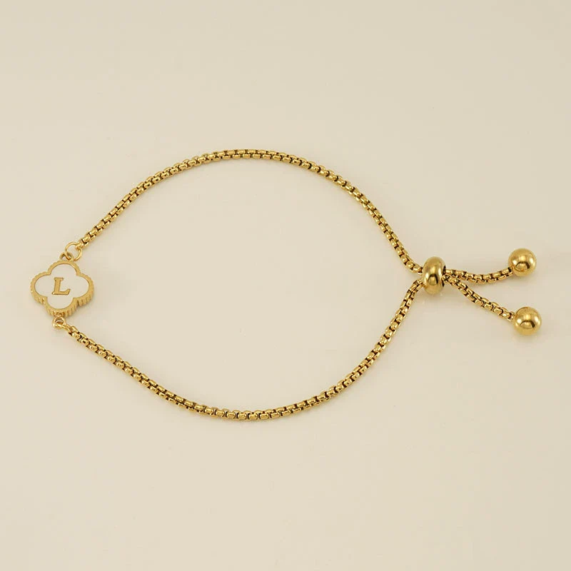 Wholesale 316L Stainless Steel Fourleaf Clover Letter Bracelet Electroplated Unisex - Image 17