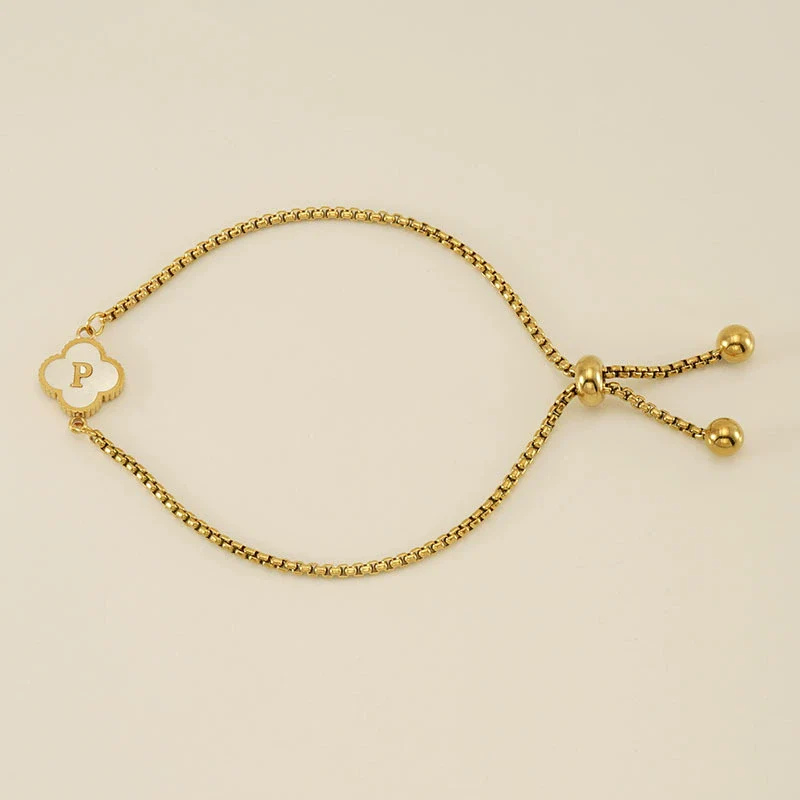 Wholesale 316L Stainless Steel Fourleaf Clover Letter Bracelet Electroplated Unisex - Image 21