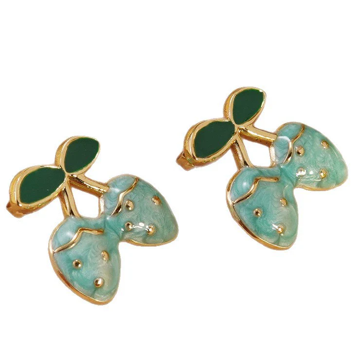 Wholesale Stainless Steel Fruit Shape Dripping Oil Earrings For Women Creamy Sweet Girl Style - Image 5