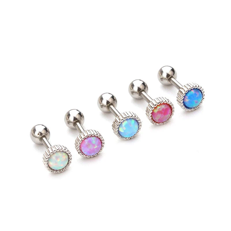 Wholesale Stainless Steel Geometric Australian Gem Inlaid Ear Nails - Image 4