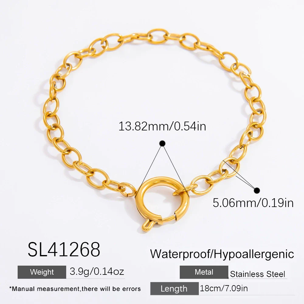 Wholesale Stainless Steel Geometric Bracelet Chain Electroplated 18K Real Gold For Women - Image 9
