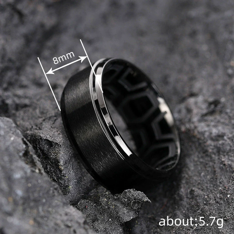 Wholesale Stainless Steel Geometric Carved Ring Unisex Simple Cold Style Electroplated - Image 4