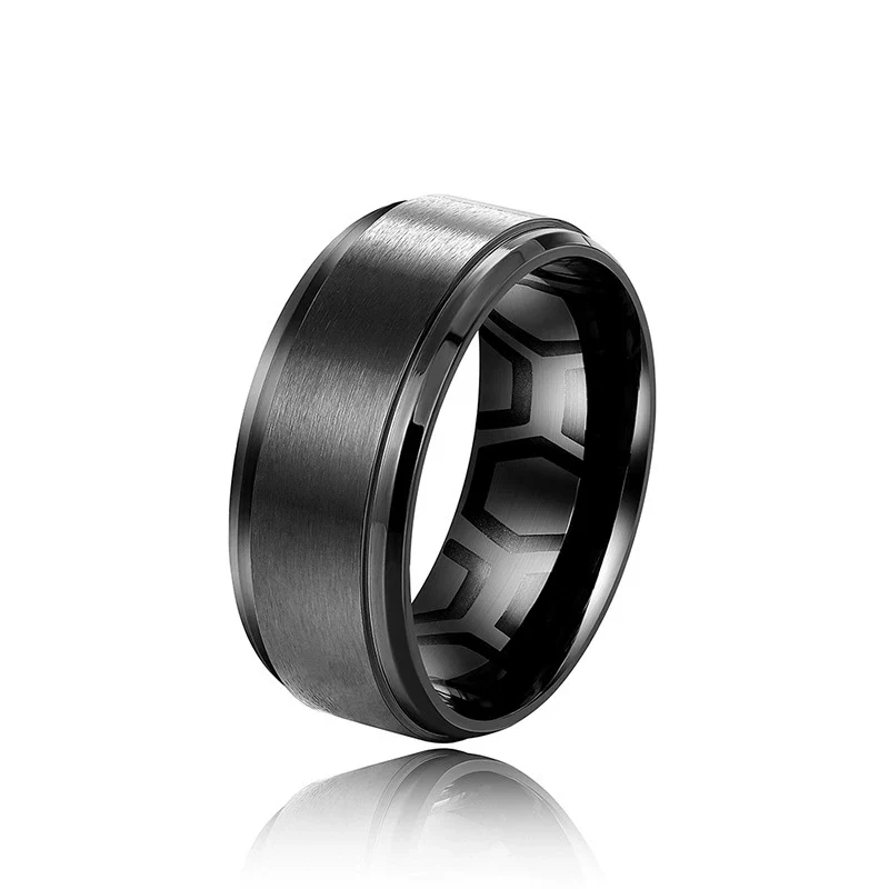 Wholesale Stainless Steel Geometric Carved Ring Unisex Simple Cold Style Electroplated - Image 5