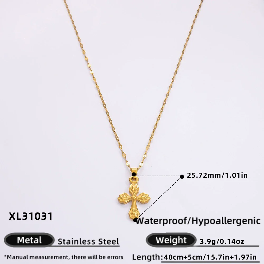 Wholesale Stainless Steel Geometric Cross Clavicle Chain Jewelry With 18K Gold Electroplating For Women - Image 10