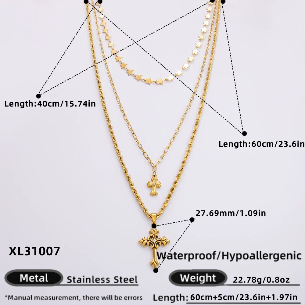 Wholesale Stainless Steel Geometric Cross Clavicle Chain Jewelry With 18K Gold Electroplating For Women - Image 6
