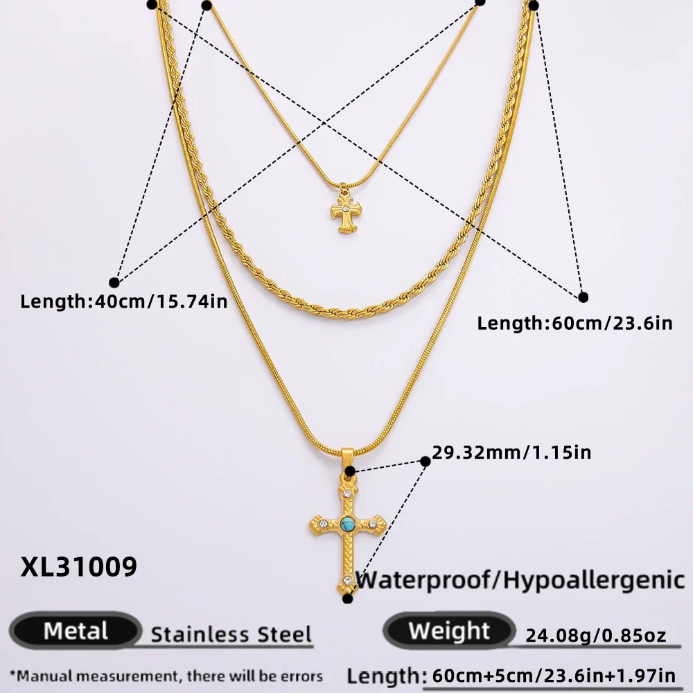 Wholesale Stainless Steel Geometric Cross Clavicle Chain Jewelry With 18K Gold Electroplating For Women - Image 8