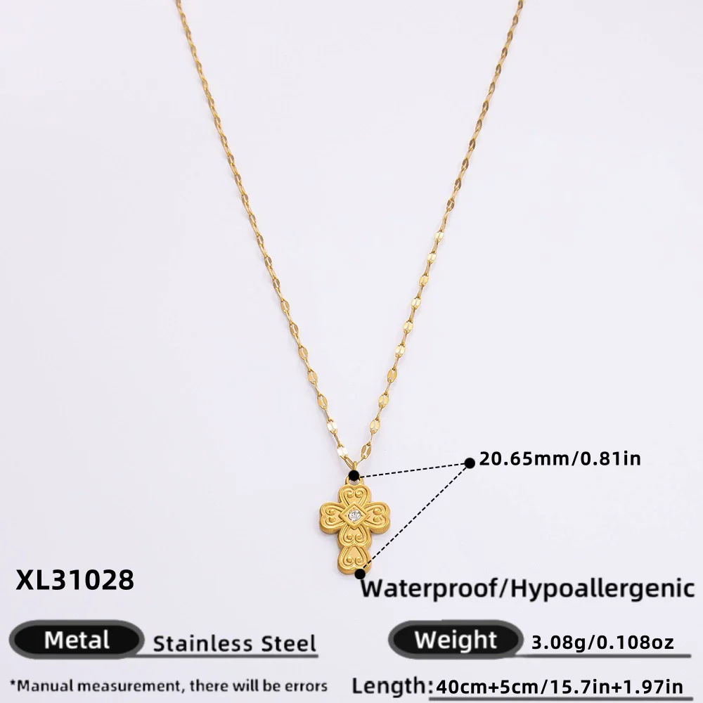 Wholesale Stainless Steel Geometric Cross Clavicle Chain Jewelry With 18K Gold Electroplating For Women - Image 9