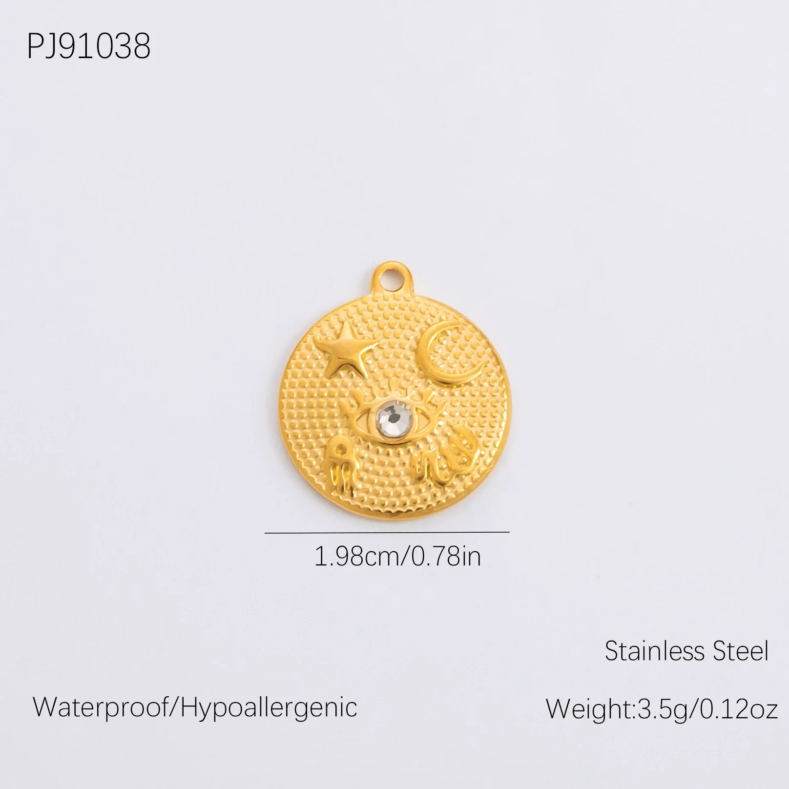 Wholesale Stainless Steel Geometric Devil's Eye 18K Gold Plated Pendant Necklace - Image 7