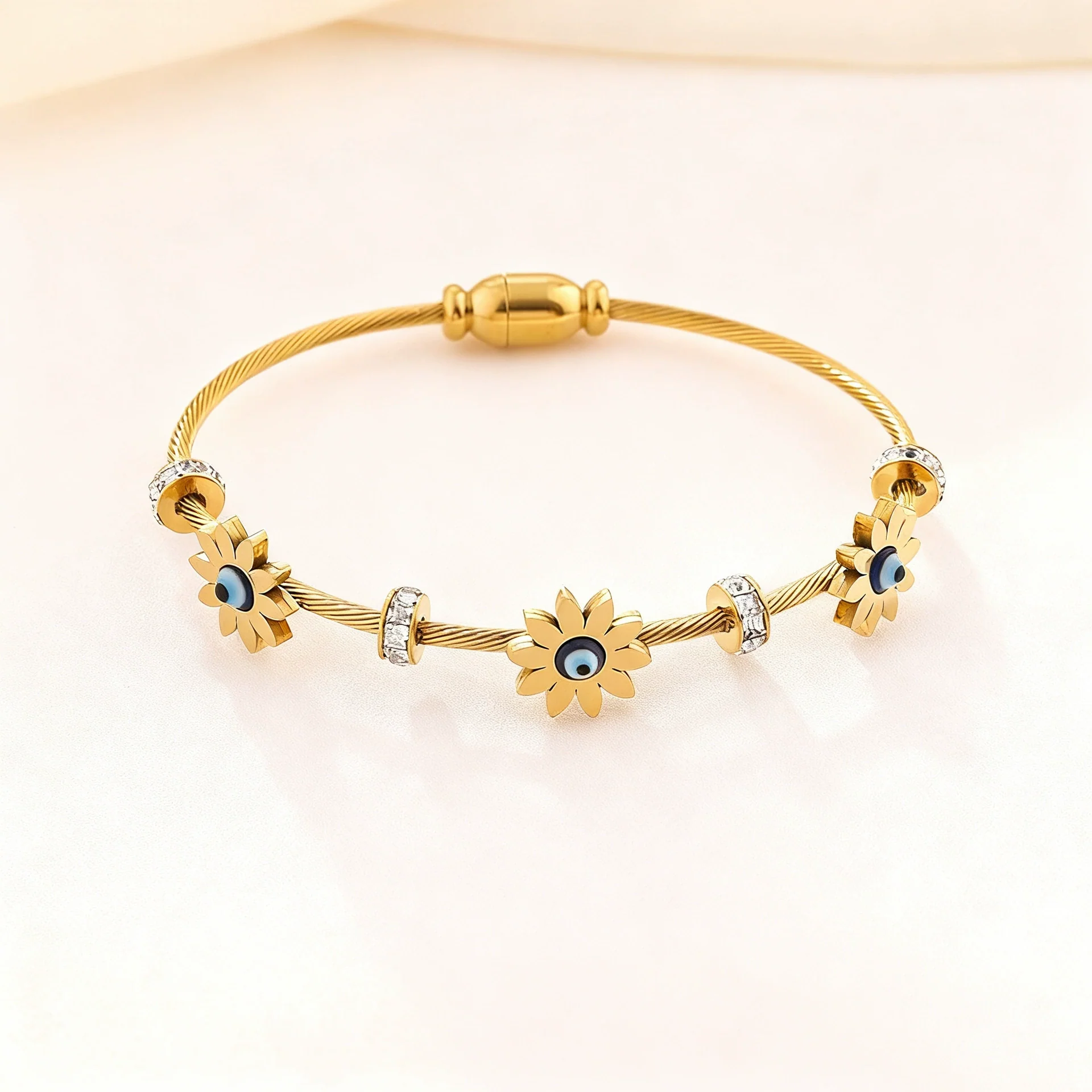 Wholesale Stainless Steel Geometric Devil's Eye 18K Goldplated Personalized Bracelets - Image 6